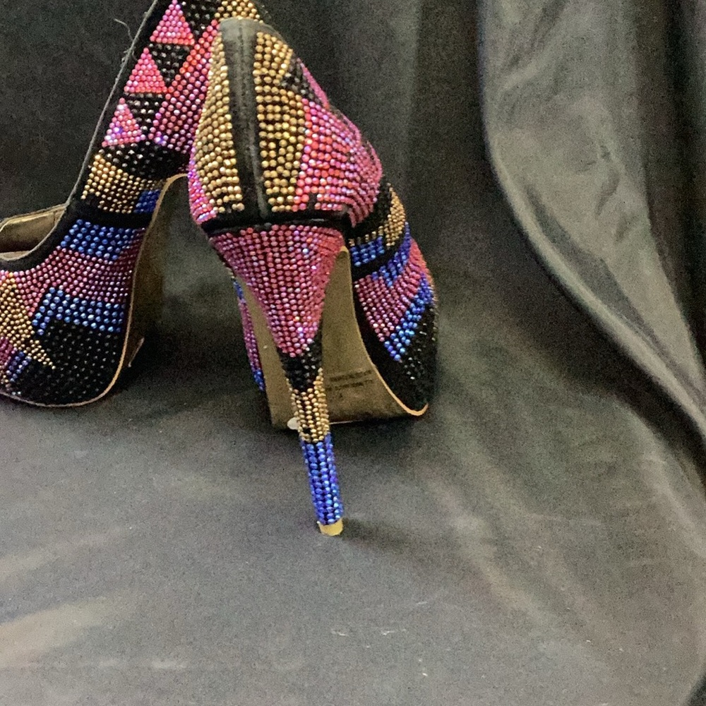 Elegant Multicolor Rhinestone Heels - Picture 2 of 3